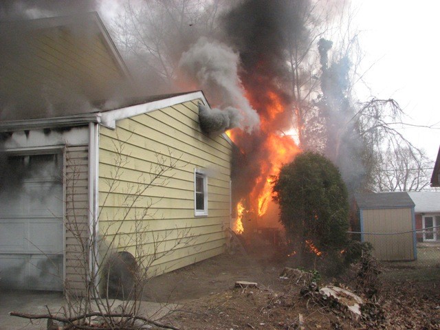 Heavy fire coming from the rear of a home on Hadley Lane