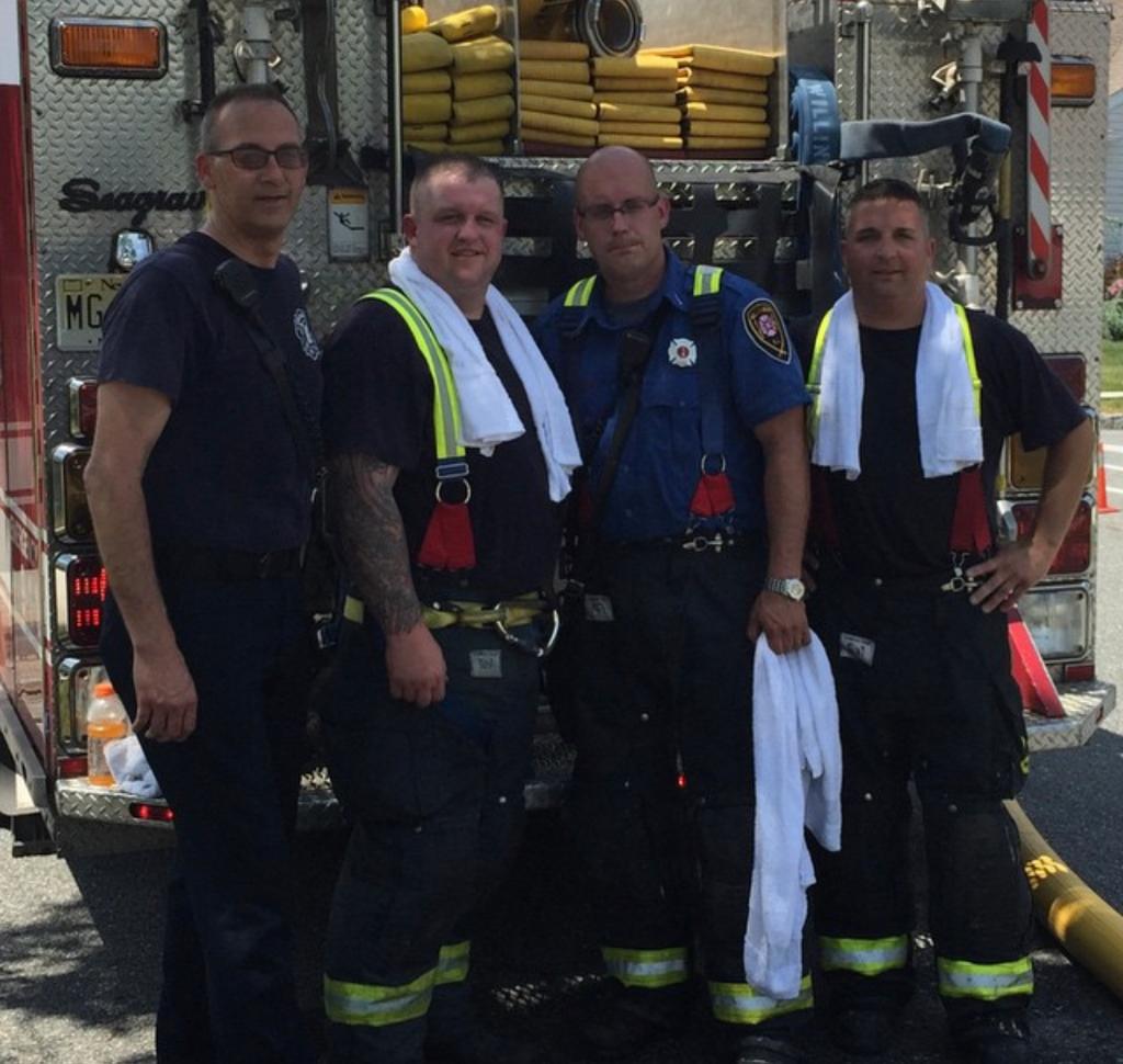 Firefighters Anderson, O'Donnell, Lieutenant Clark, and Firefighter Fresco.