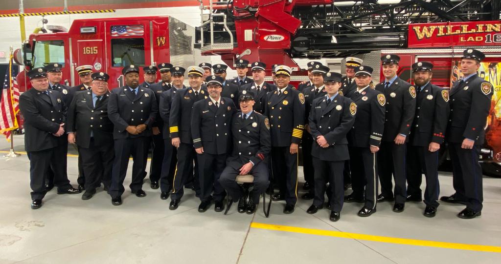 Willingboro Fire Department gathered by Firefighter Anderson at his retirement celebration.