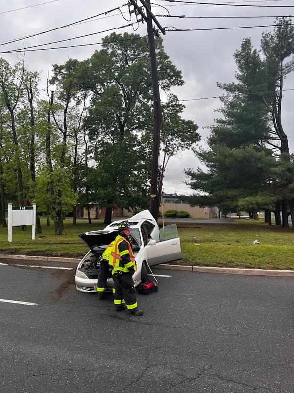 Crews on scene of an MVA into a pole on Beverly-Rancocas Rd.