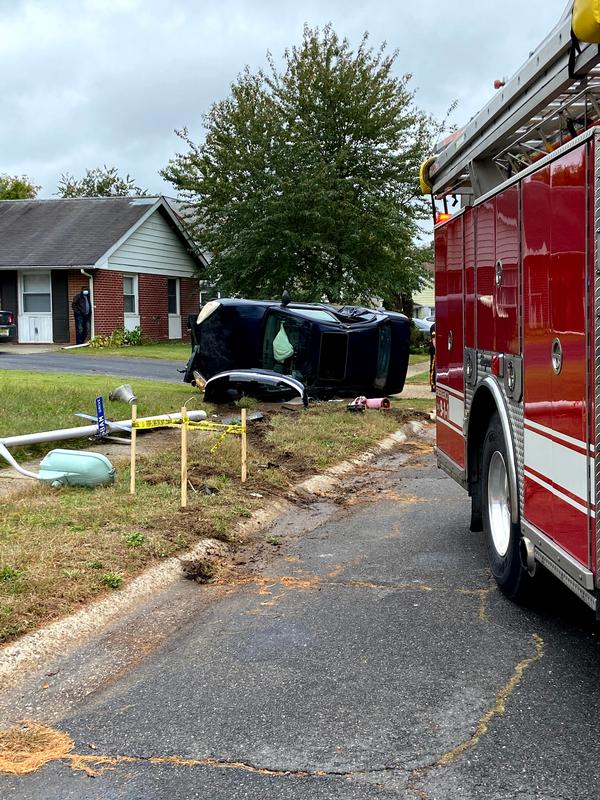 Engine 1613 on location of an overturned vehicle.