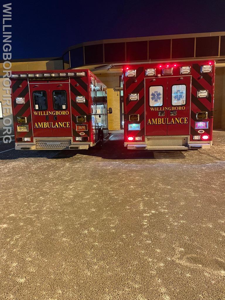 Ambulances 1691 and 1692 at the hospital.