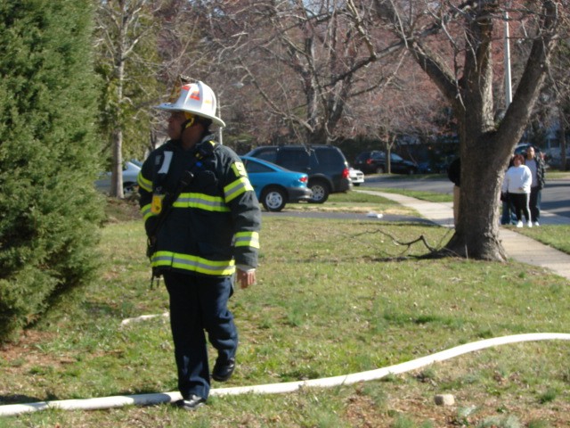 Chief Anthony Burnett at a house fire on Millbrook Drive