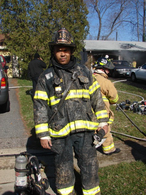 Firefighter Matt Ferrell after a house fire on Millbrook Drive