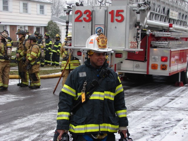 Chief Burnett at a house fire on Maplewick Lane