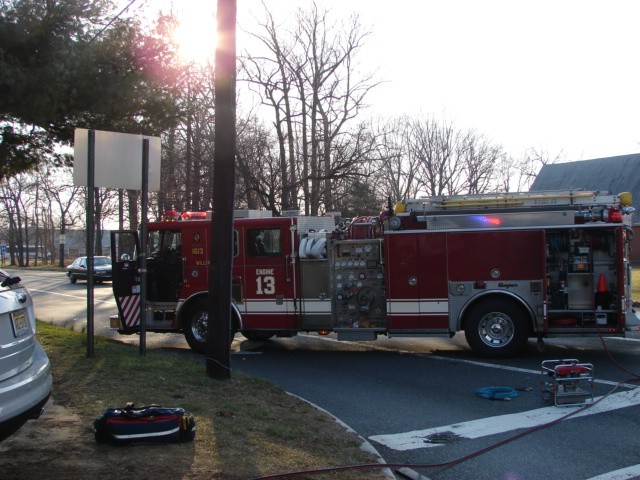 Engine 1613 in service at a motor vehicle accident with a rescue on Sunset Road 