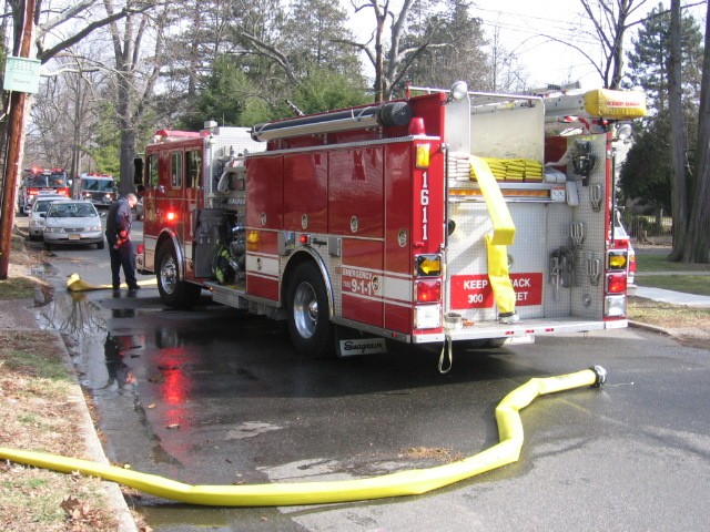 Engine 1611 after a fire in Beverly