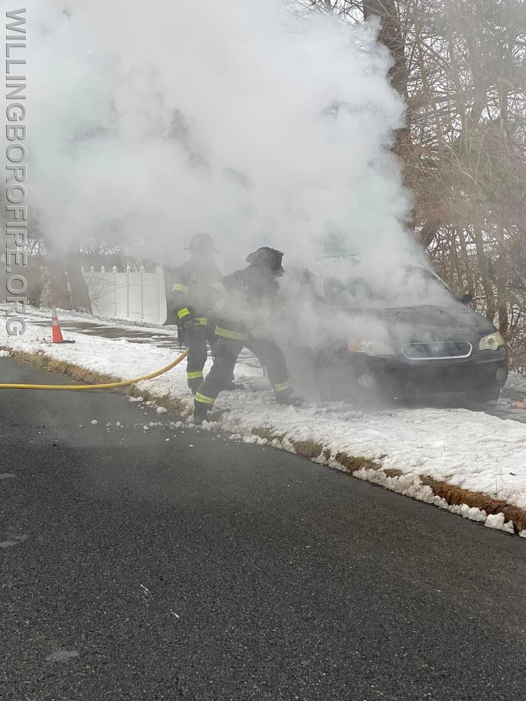 Car Fire In Front Of Memorial Middle School - Willingboro Fire Department